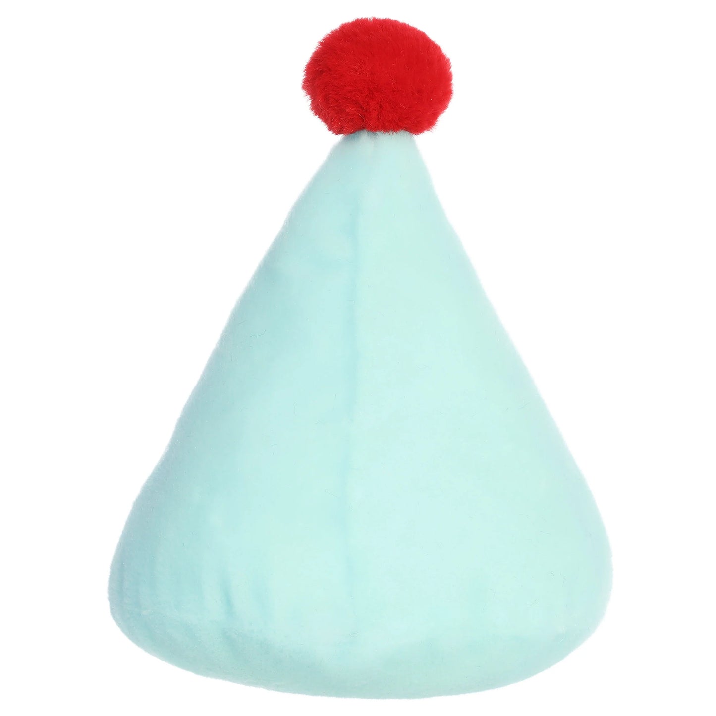 Palm Pals Party-Sized Viva Party Hat plush toy with light blue fur, vibrant polka dots, a red pom-pom, and Happy B-Day embroidery