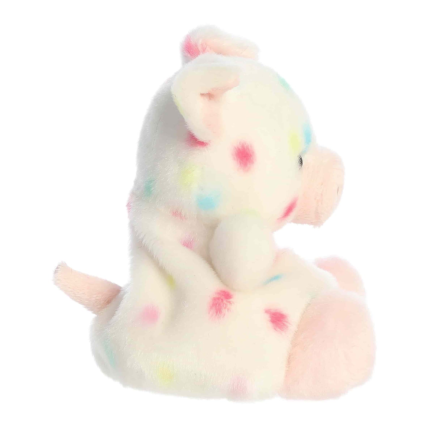 Side view of Palm Pals Patsy Funfetti Pig Plush