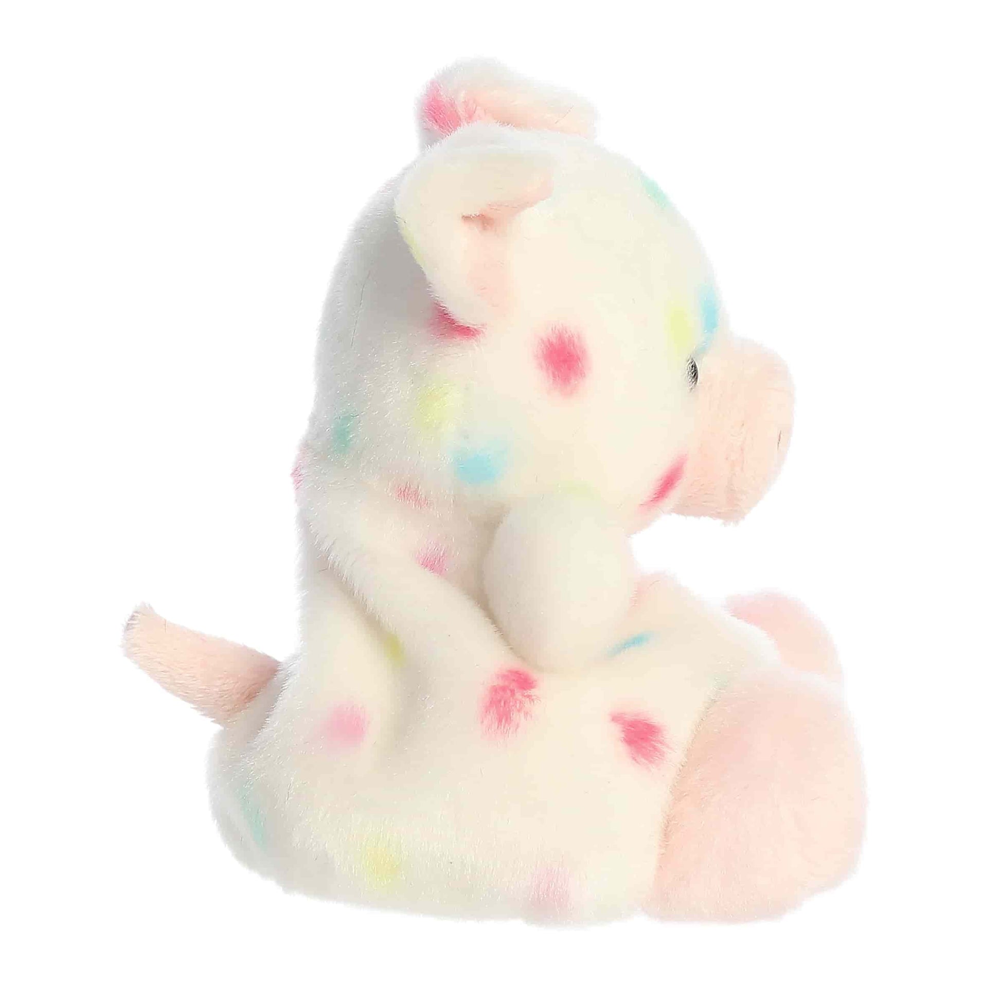 Side view of Palm Pals Patsy Funfetti Pig Plush