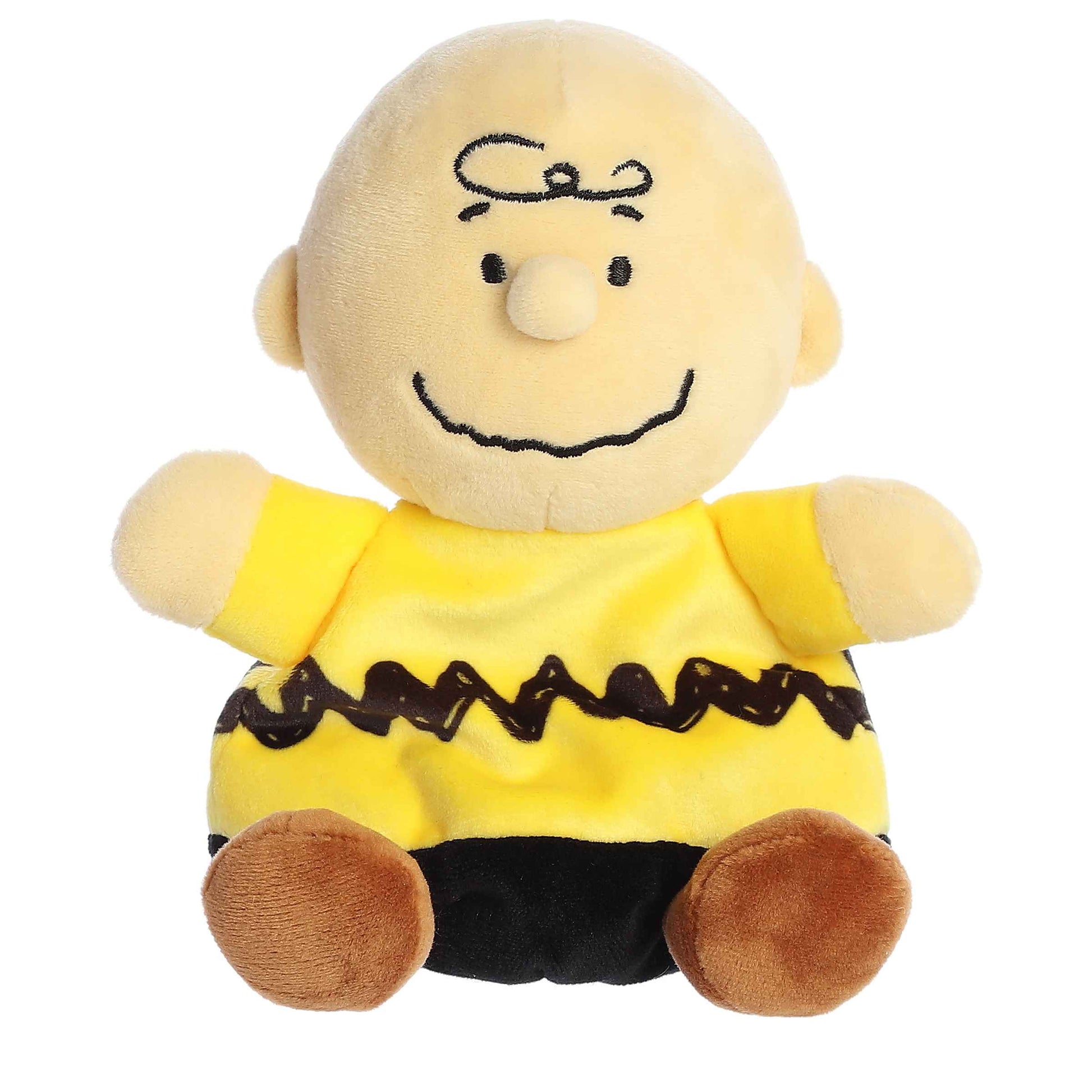 Palm Pals Peanuts Charlie Brown 5-inch plush, wearing his signature yellow zig-zag shirt.