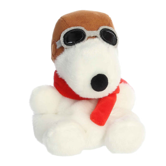 Angled view of Palm Pals Peanuts Flying Ace Snoopy 5-inch plush soft toy