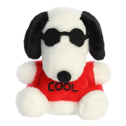 Palm Pals Peanuts Joe Cool 5-inch plush, Snoopy wearing black sunglasses and a red shirt that says COOL.