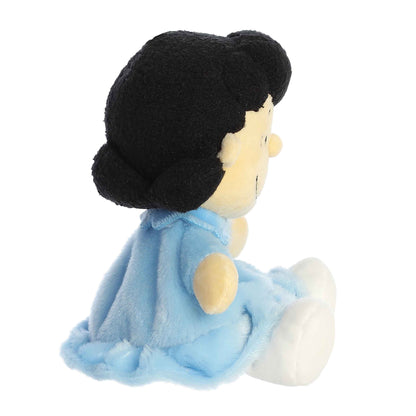 Side view of Palm Pals Peanuts Lucy 5-inch plush soft toy