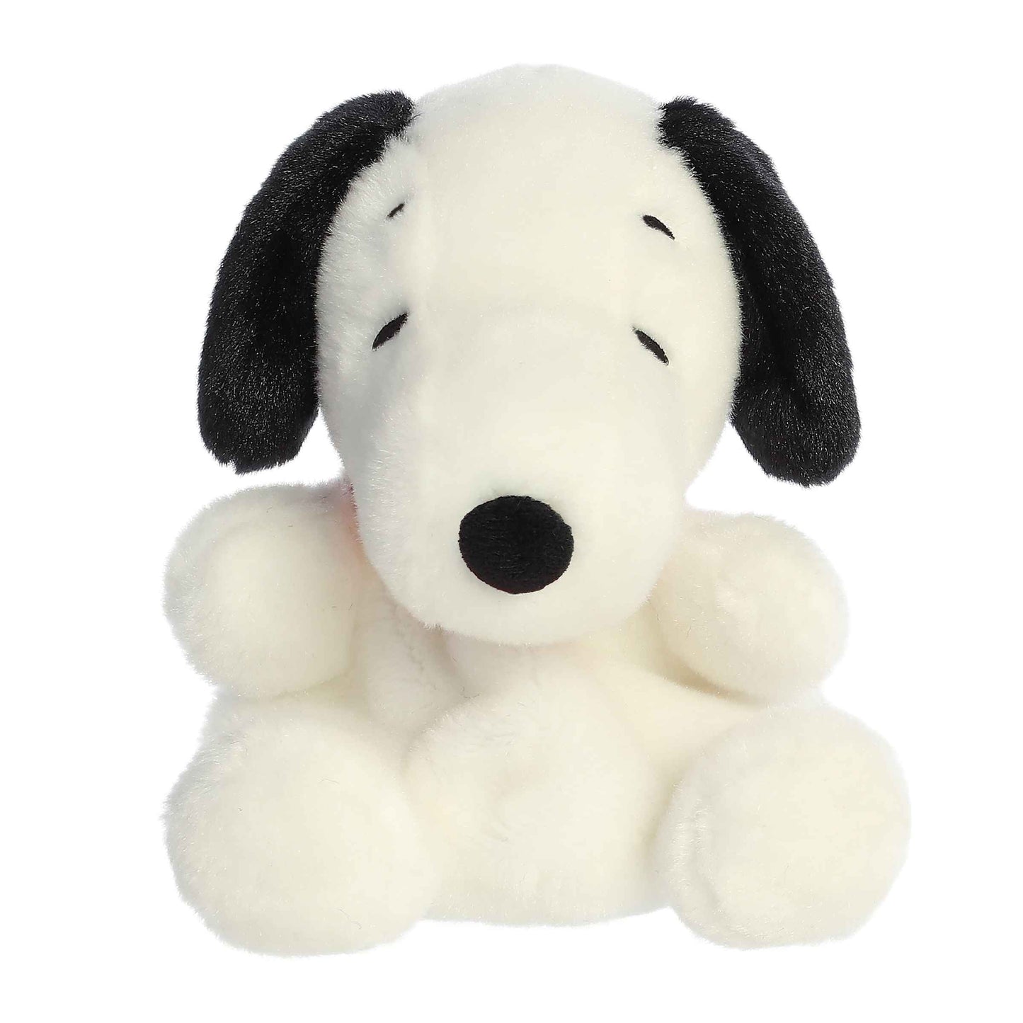 Front view of Palm Pals Peanuts Snoopy 5-inch plush soft toy