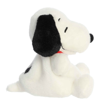 Side view of Palm Pals Peanuts Snoopy 5-inch plush soft toy
