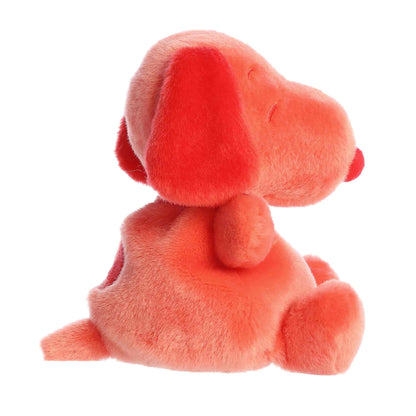 Side view of Palm Pals Peanuts Snoopy Color Collection Red 5-inch plush soft toy
