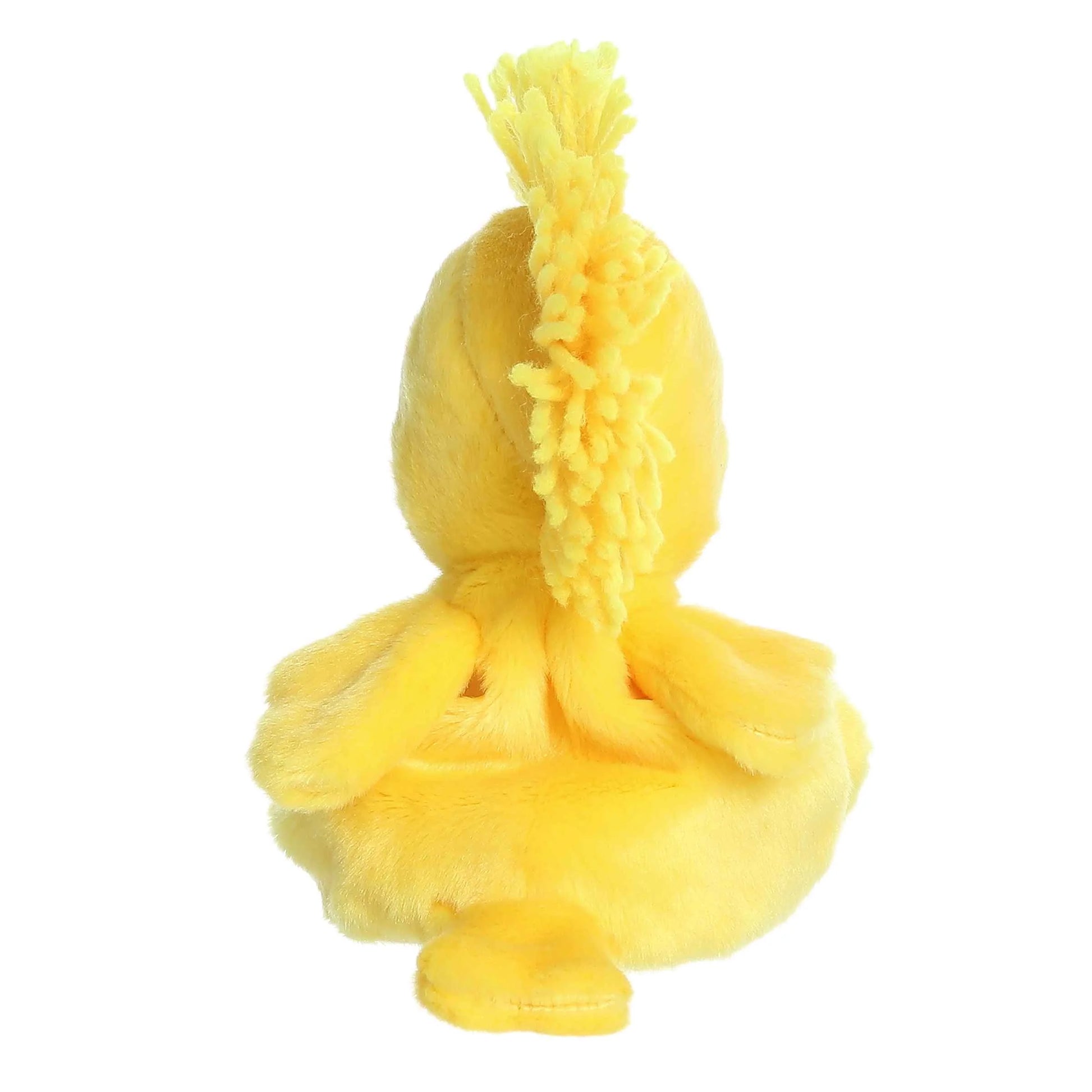 Palm Pals Peanuts Woodstock 5-inch plush, a bright yellow bird with spiky hair and smiling eyes.