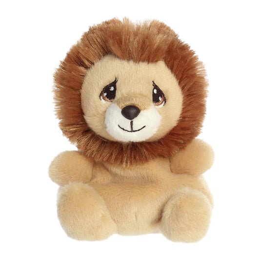Palm Pals Precious Moments Hamilton Lion 5-inch plush, a tan lion with a fluffy mane and signature teardrop eyes.