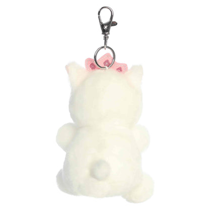 Palm Pals Princess Kitty Clip-On plush featuring soft white fur, a sparkling pink crown, and a metal keychain clip.