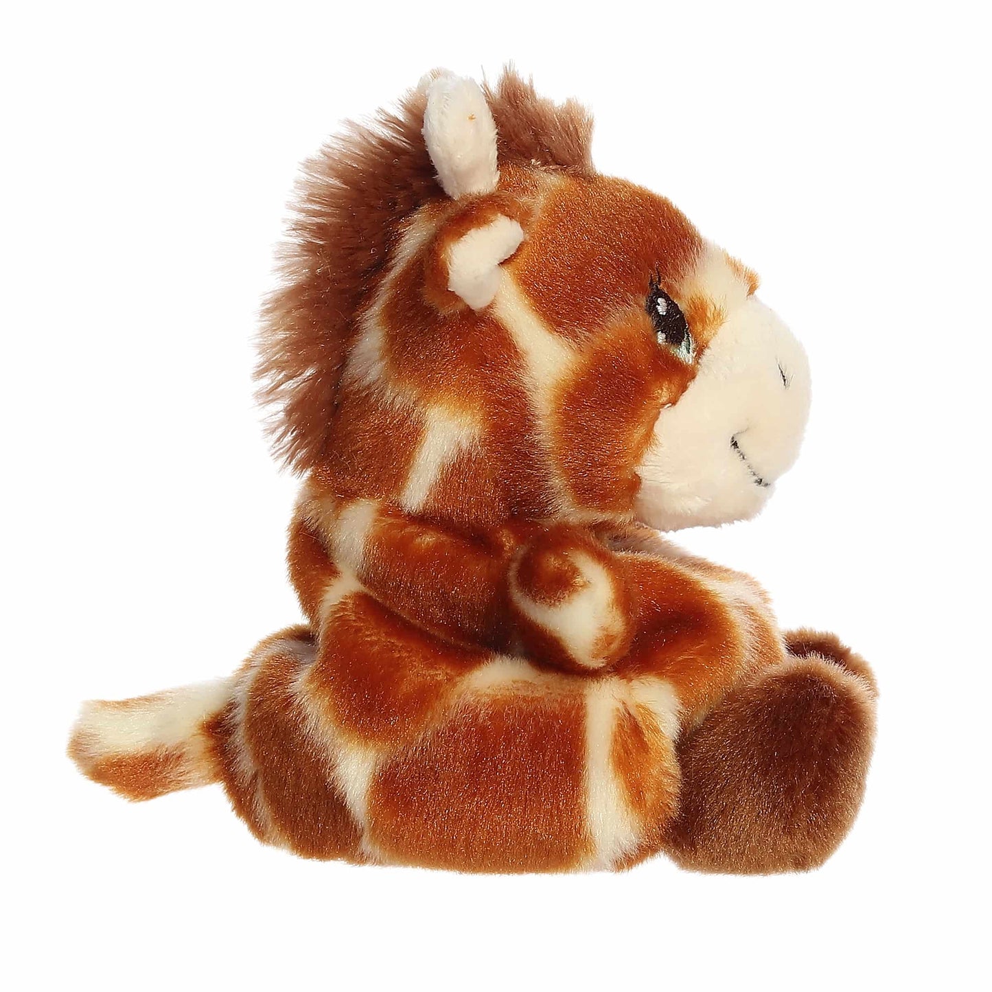 Side view of Palm Pals Raffie Giraffe 5-inch plush soft toy