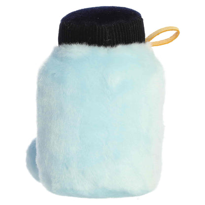 Palm Pals Rowan Water Bottle plush featuring a light blue body, dark navy lid, tiny handle, and a sweet smiling face.