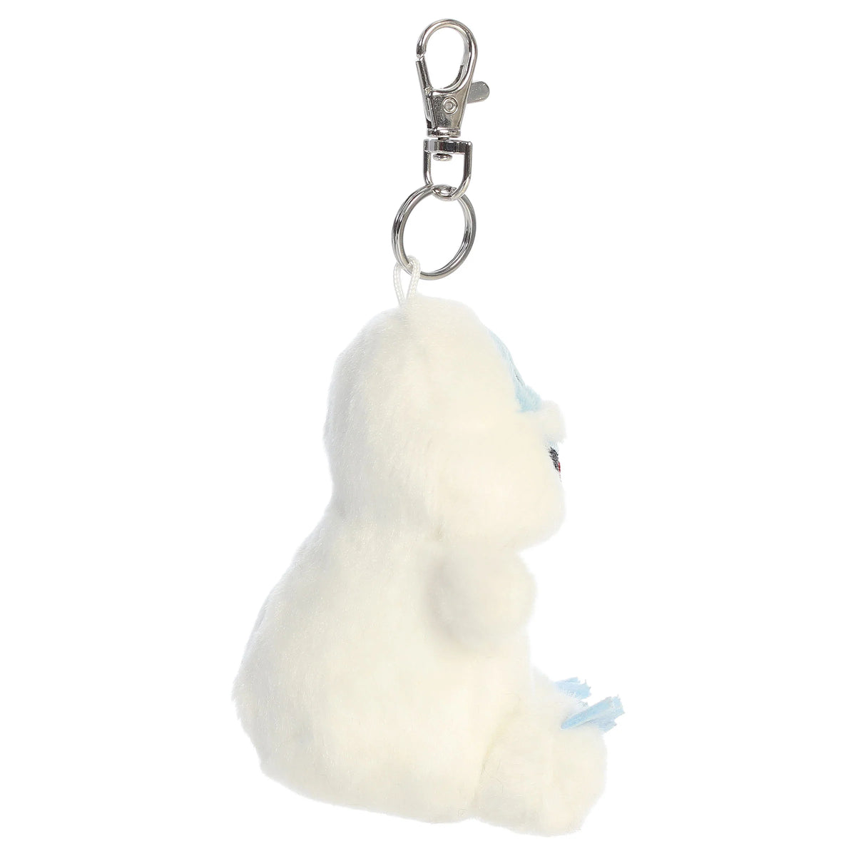 Palm Pals Bumble the Abominable Snow Monster clip-on keychain plush toy from Rudolph the Red-Nosed Reindeer with a metal clip.
