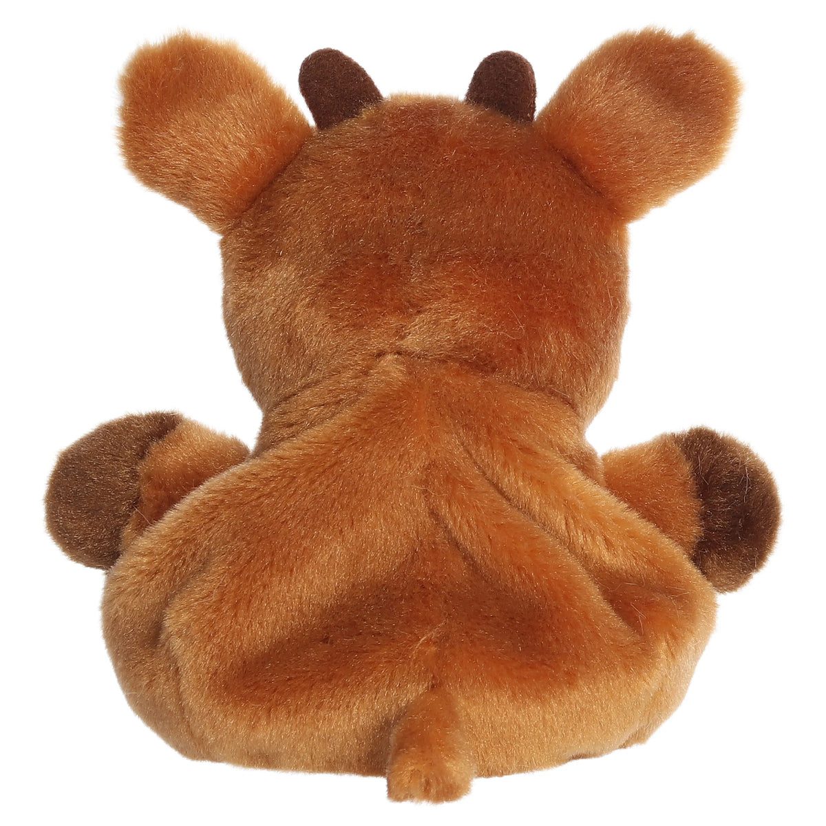 Palm Pals Rudolph character plush toy from Rudolph the Red-Nosed Reindeer sitting down with a bright red nose.