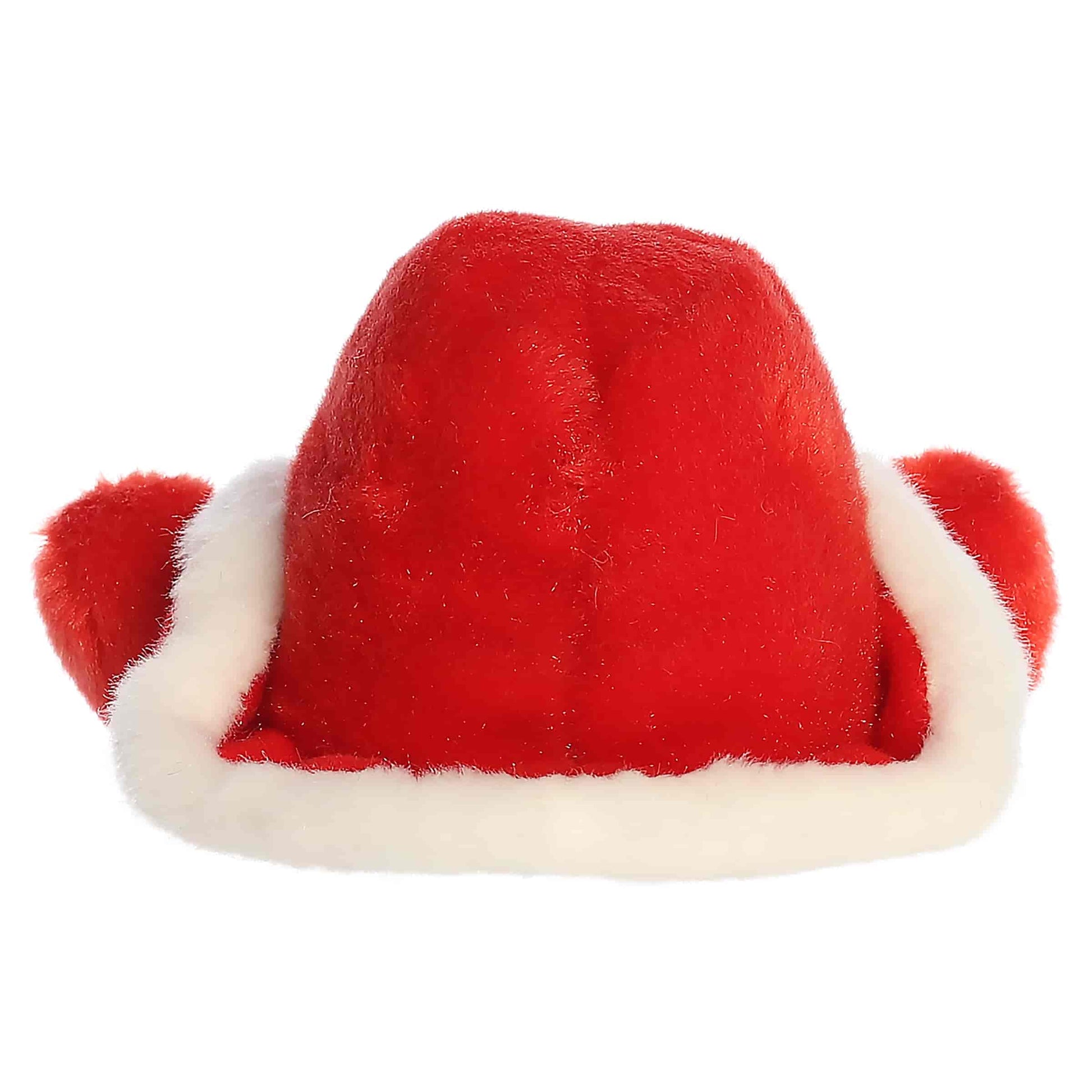 Palm Pals Santa Cowboy Hat 5-inch red plush cowboy hat with fluffy white trim and a black belt with a gold buckle detail.