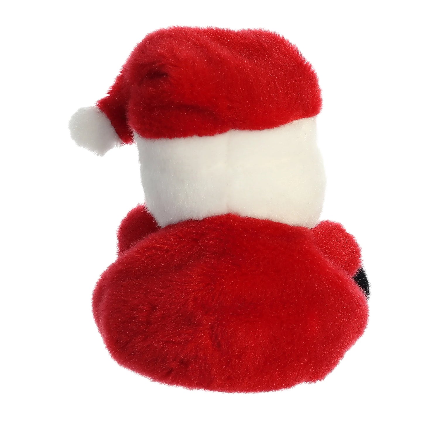 Palm Pals Santa plush wearing a red suit with a gold belt buckle, fluffy white beard, black boots, and a red Santa hat.