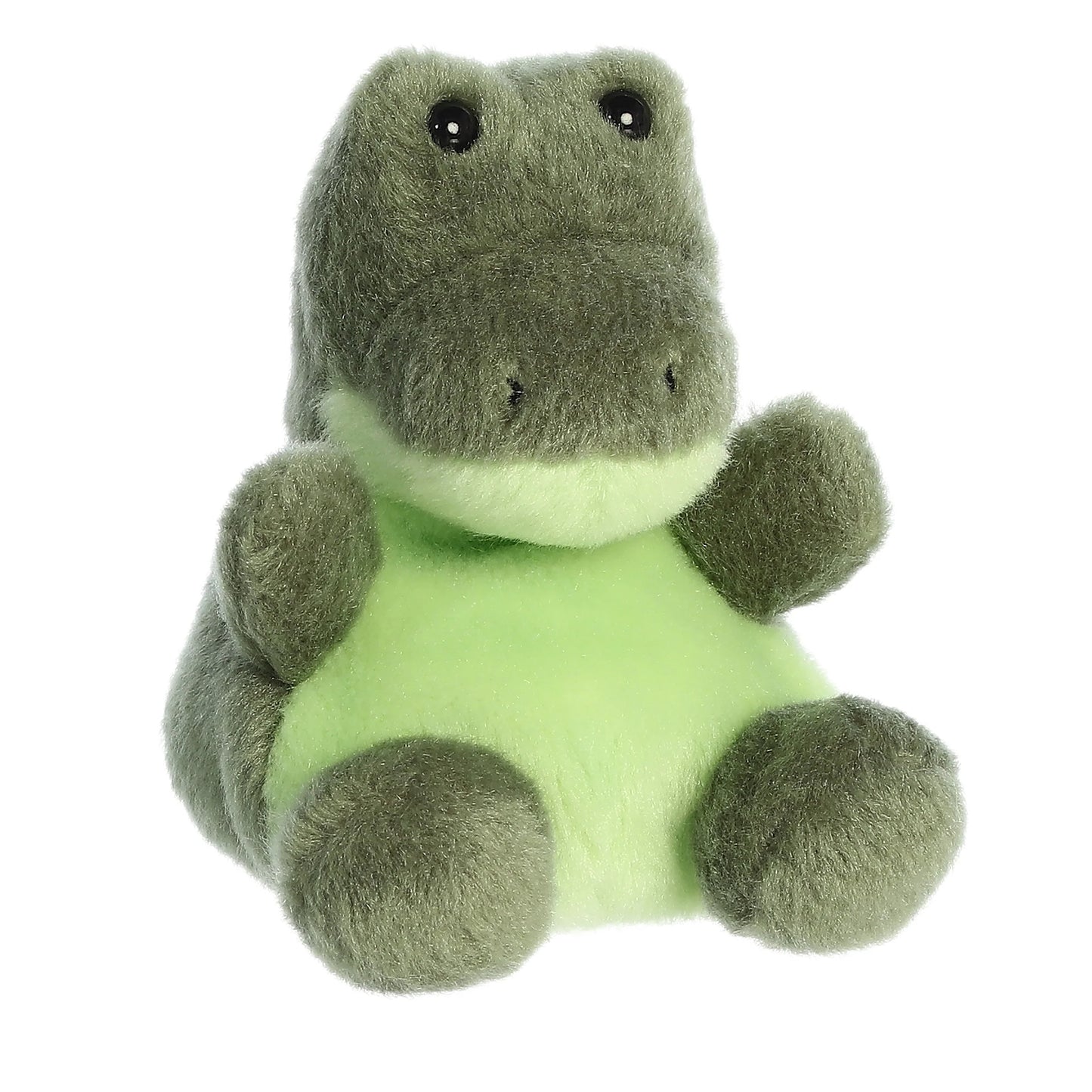 Angled view of Palm Pals Scales Alligator 5-inch plush soft toy