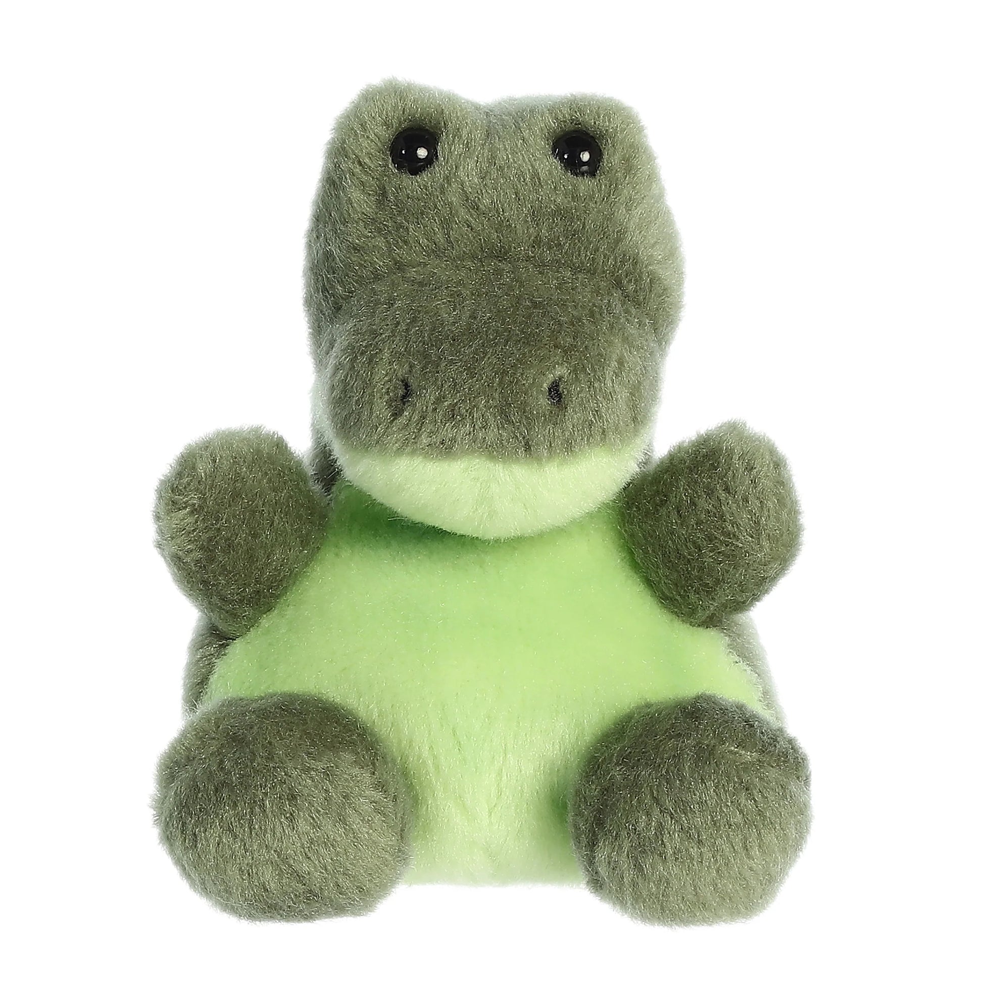 Palm Pals Scales Alligator 5-inch plush soft toy, a mossy green alligator with a light green belly.
