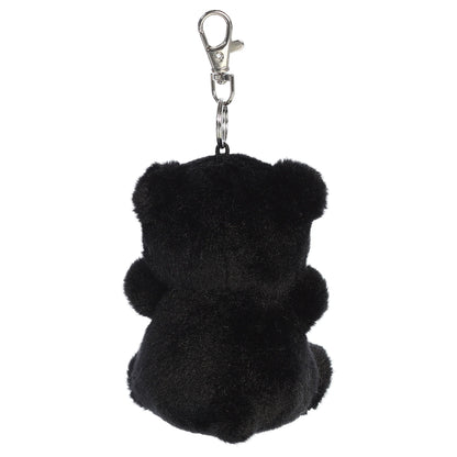 Palm Pals Sleepy Bear Clip-On plush toy featuring black fur, a tan muzzle, and a metal keychain clip.