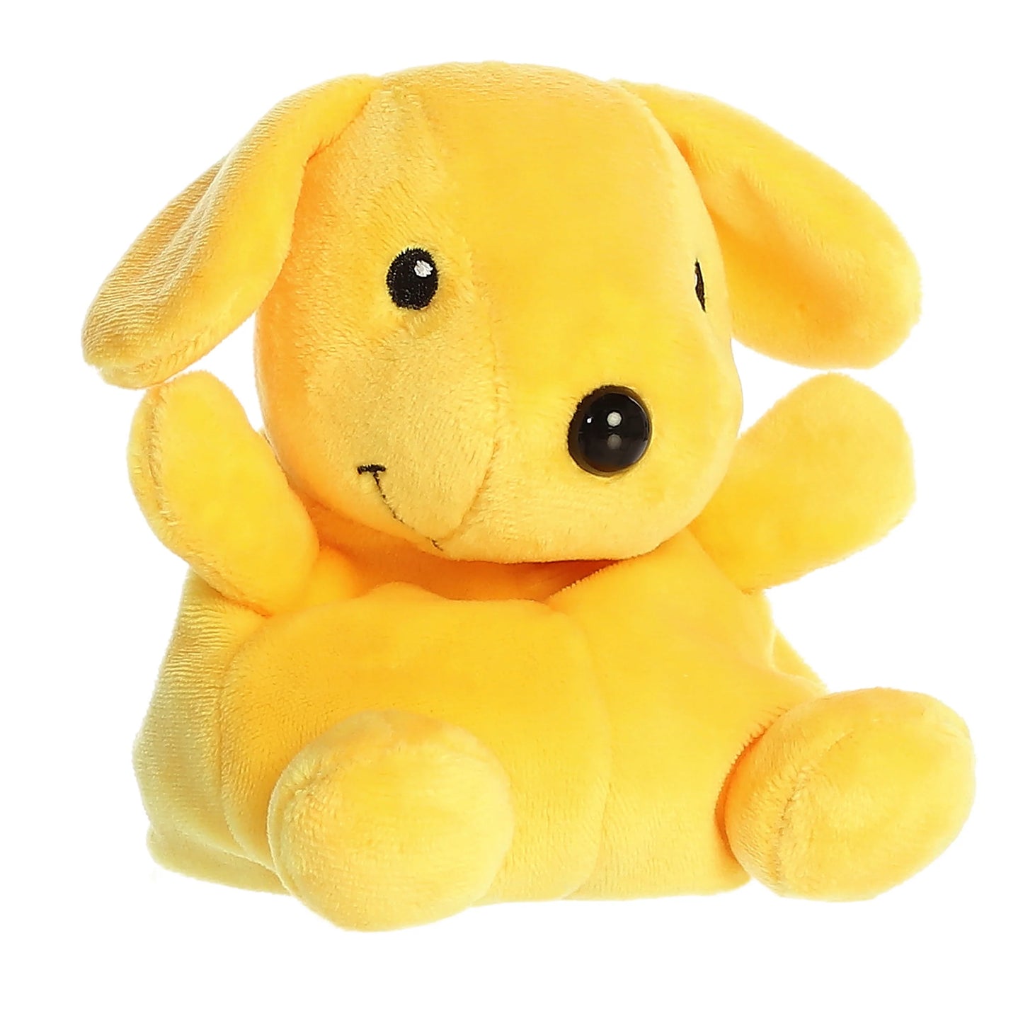 Angled view of Palm Pals Spot 5-inch plush soft toy