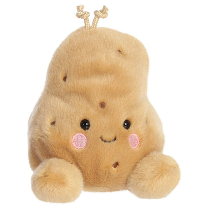 Palm Pals Spudrick Potato plush toy with a warm beige body, rosy cheeks, and a swirled tuft