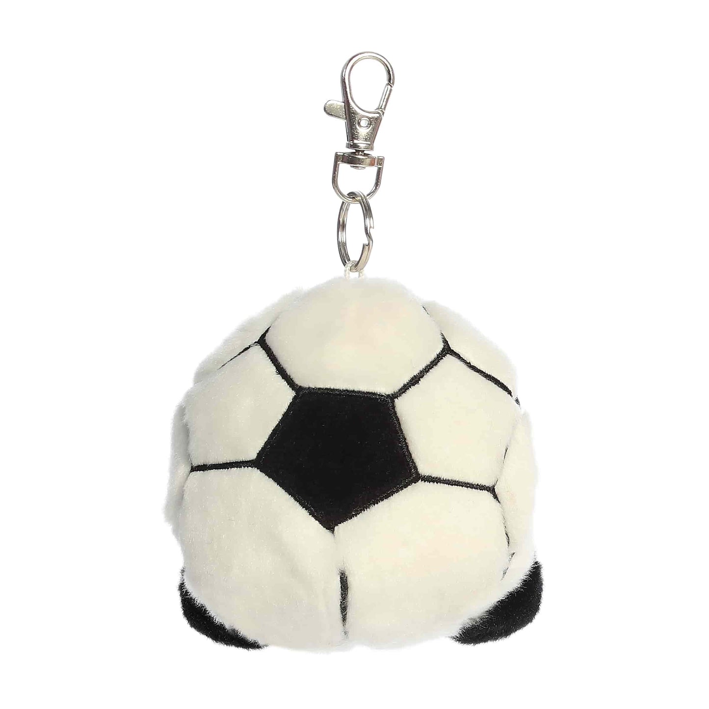 Plush soccer ball keychain on a white background