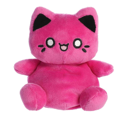 Palm Pals Tasty Peach Cosmic Purple Meowchi 5-inch plush soft toy, a deep purple cat with black ears and a happy embroidered face.