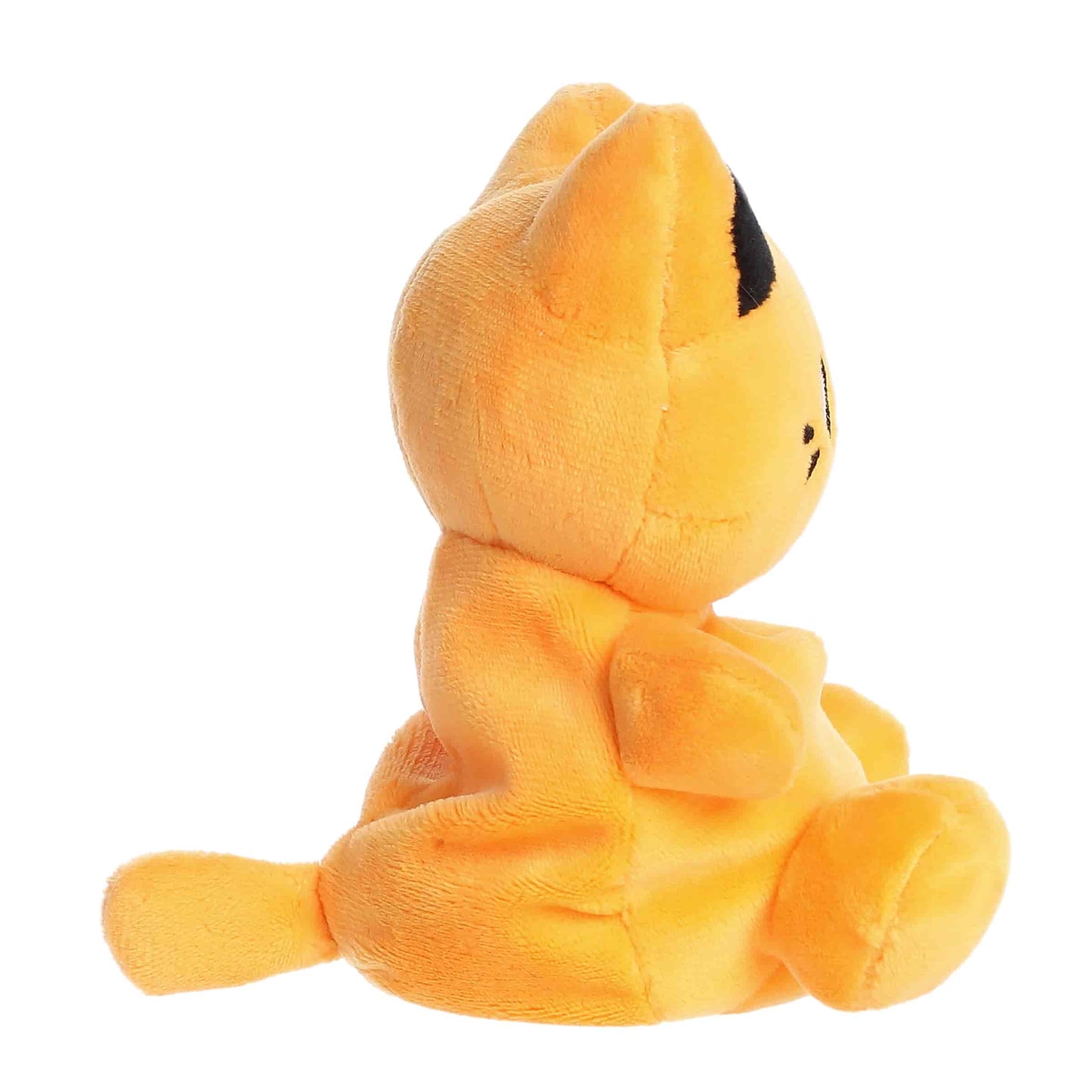 Side view of Palm Pals Tasty Peach Kinetic Orange Meowchi 5-inch plush soft toy
