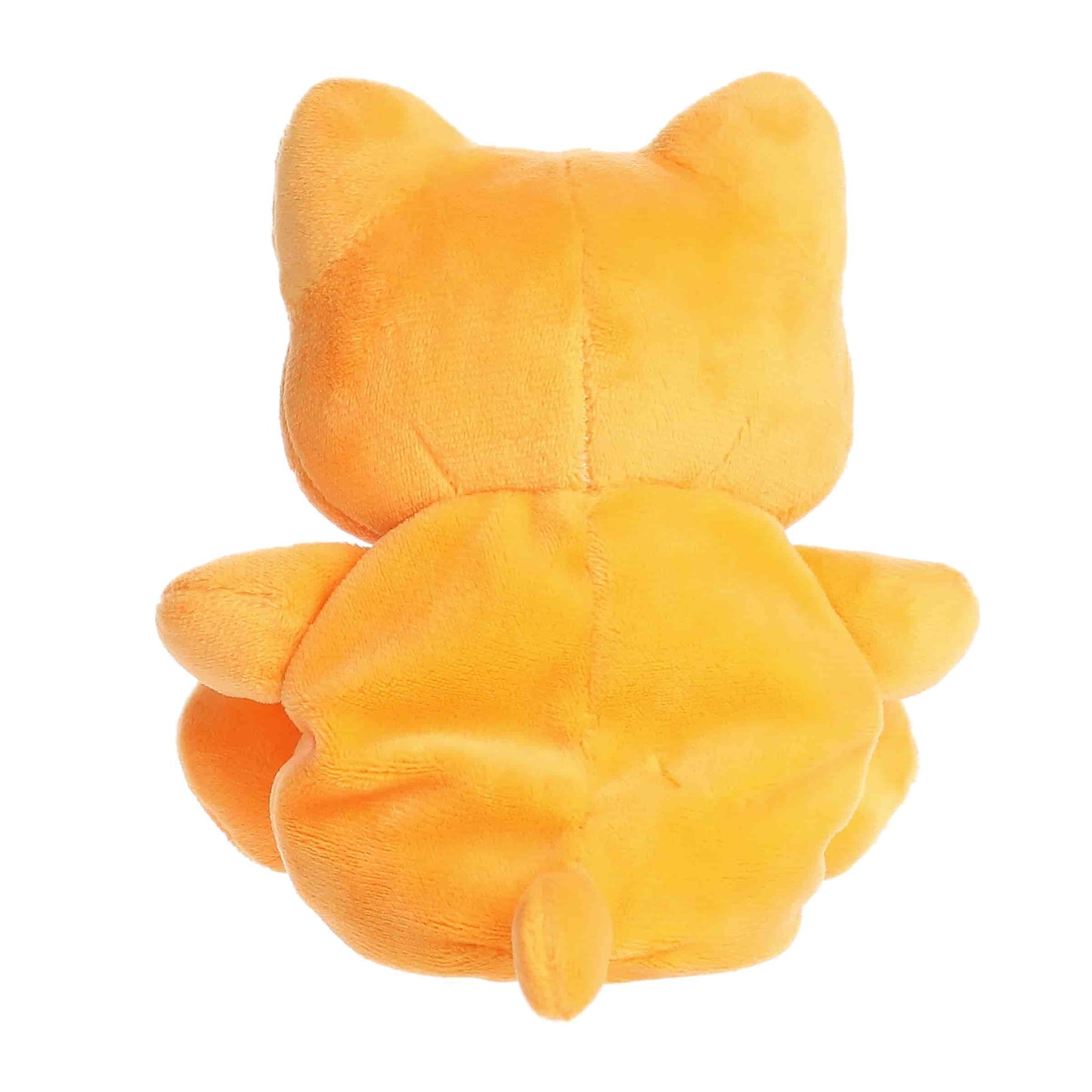 Back view of Palm Pals Tasty Peach Kinetic Orange Meowchi 5-inch plush soft toy