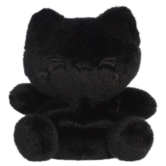 Palm Pals Tasty Peach Sesame Black Out Meowchi plush toy with an all-black monochromatic body and embroidered face
