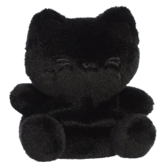 Palm Pals Tasty Peach Sesame Black Out Meowchi plush toy with an all-black monochromatic body and embroidered face
