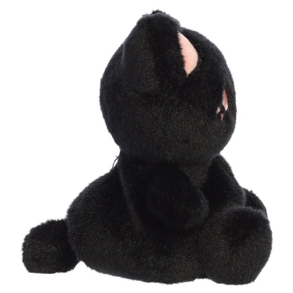 Palm Pals Tasty Peach Strawberry Black Out Meowchi plush toy with a soft black body, playful pink inner ears, and a winking embroidered smile