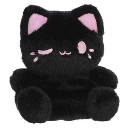Palm Pals Tasty Peach Taro Black Out Meowchi plush toy with a black body, taro-purple wink, and matching inner ears