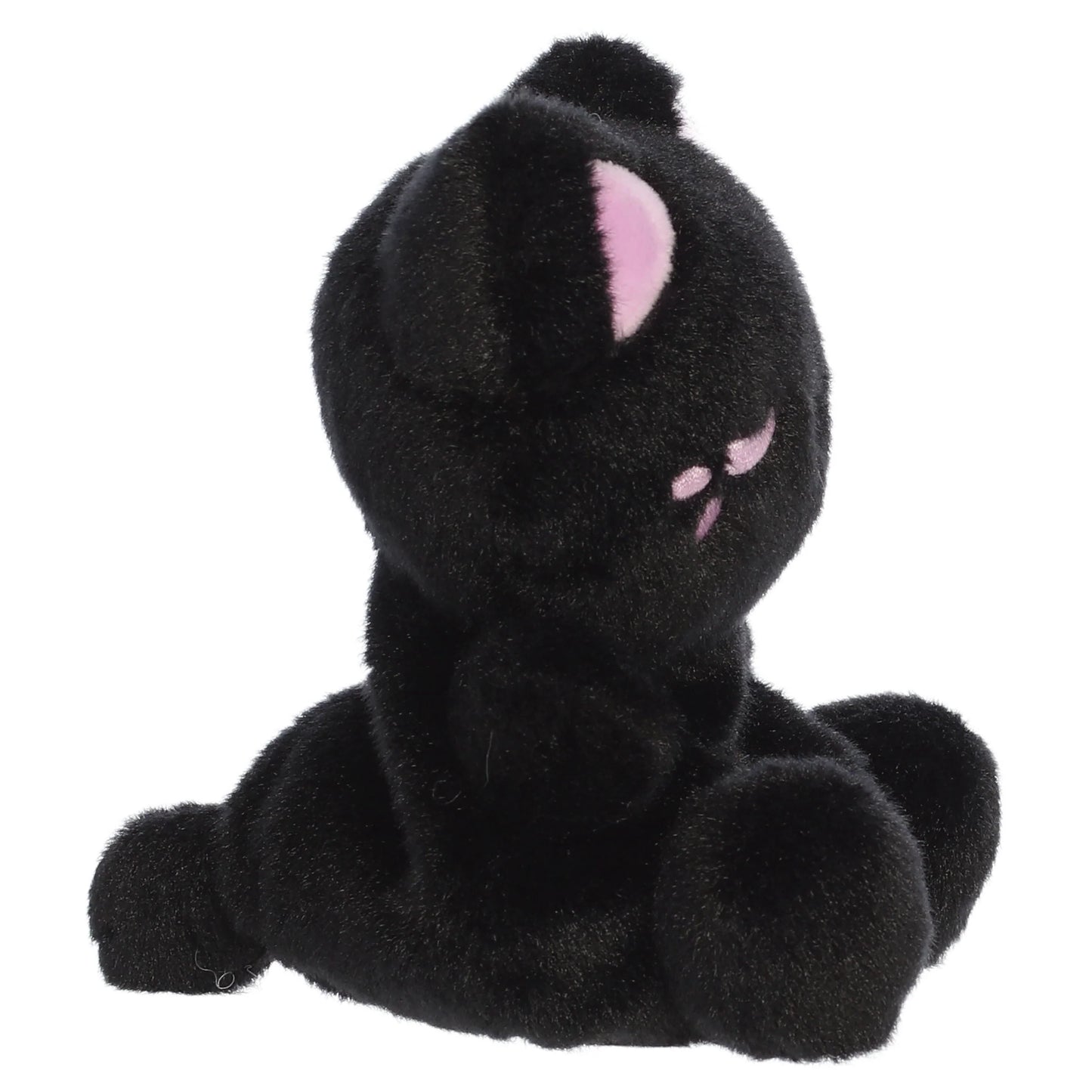 Palm Pals Tasty Peach Taro Black Out Meowchi plush toy with a black body, taro-purple wink, and matching inner ears