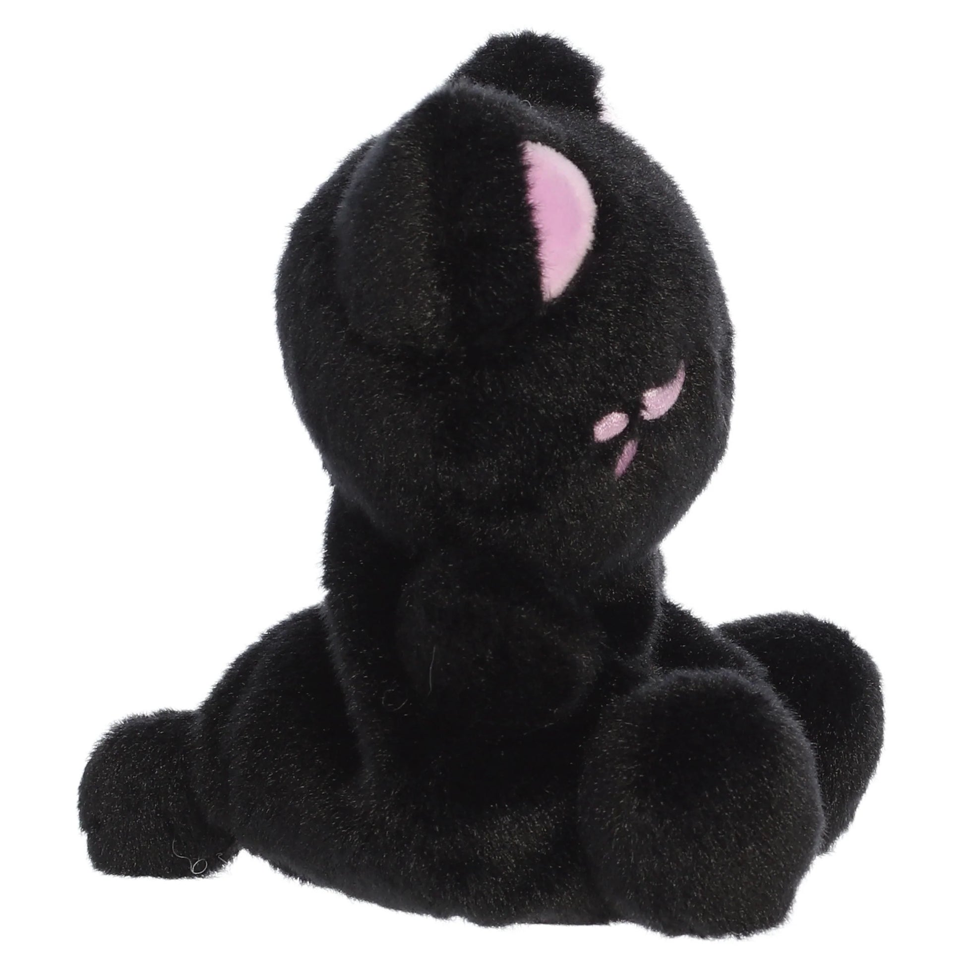 Palm Pals Tasty Peach Taro Black Out Meowchi plush toy with a black body, taro-purple wink, and matching inner ears