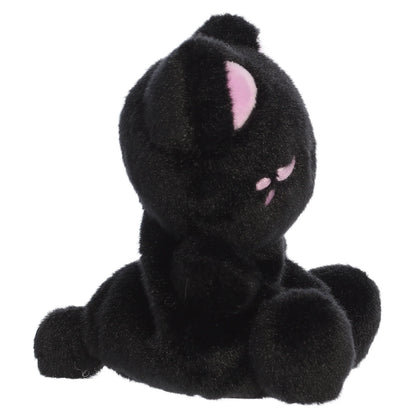 Palm Pals Tasty Peach Taro Black Out Meowchi plush toy with a black body, taro-purple wink, and matching inner ears