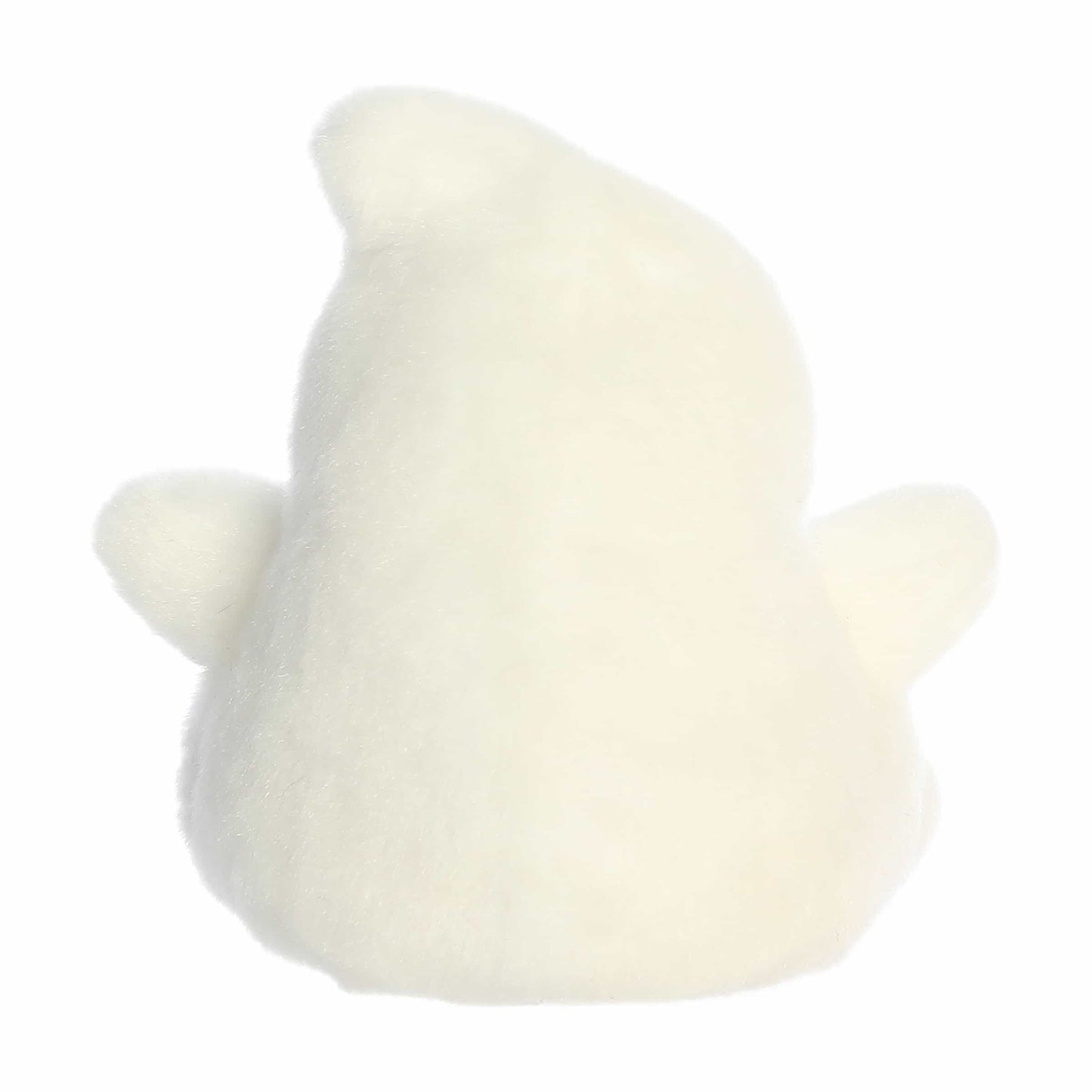 Palm Pals Tricks Ghost 5-inch plush featuring a creamy white body with outstretched arms, pink cheeks, and a smiling face.