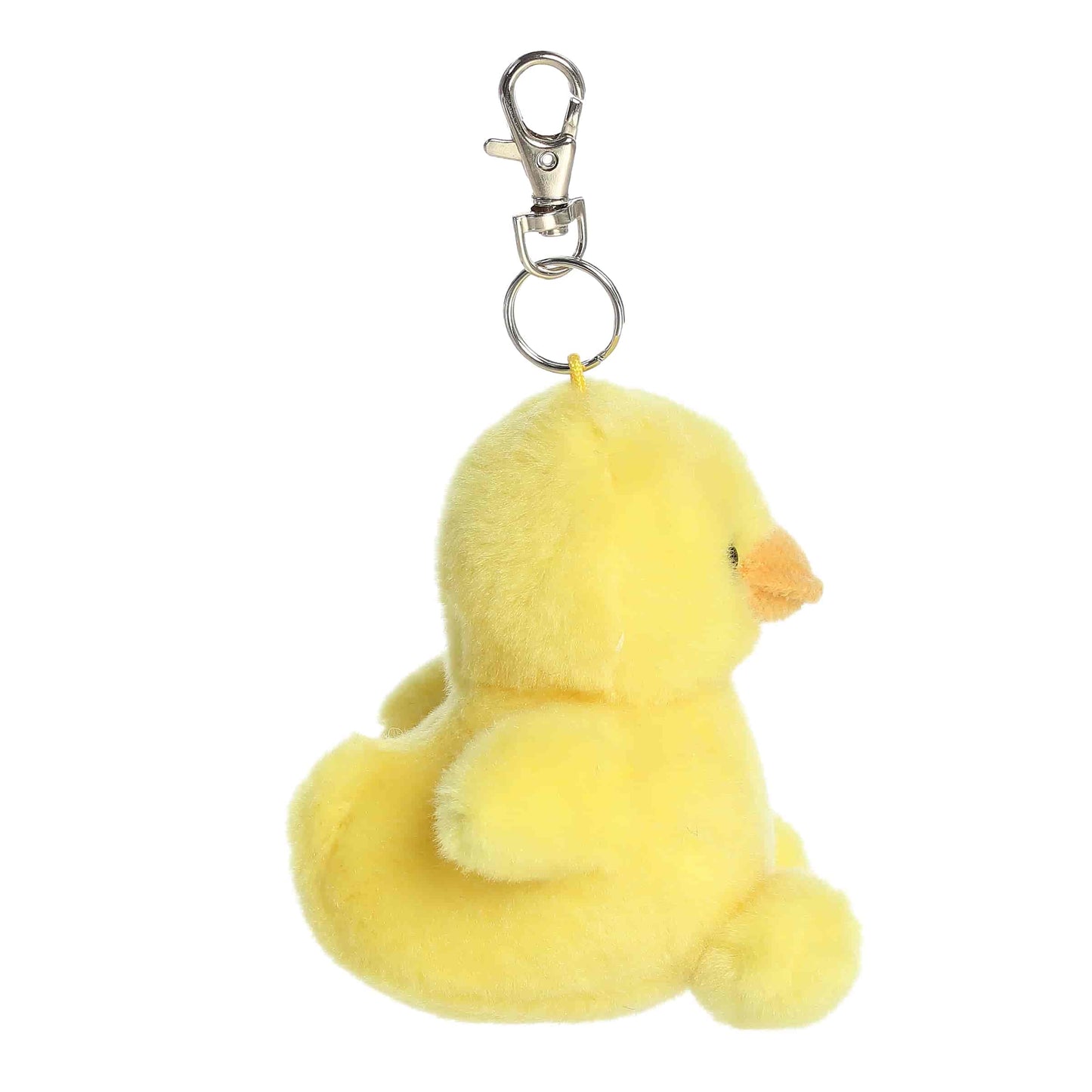 Palm Pals Tubby Rubber Ducky 4-inch clip-on plush, a bright yellow duck with orange beak and keychain clip.