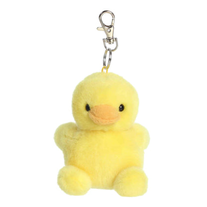 Palm Pals Tubby Rubber Ducky 4-inch clip-on plush, a bright yellow duck with orange beak and keychain clip.