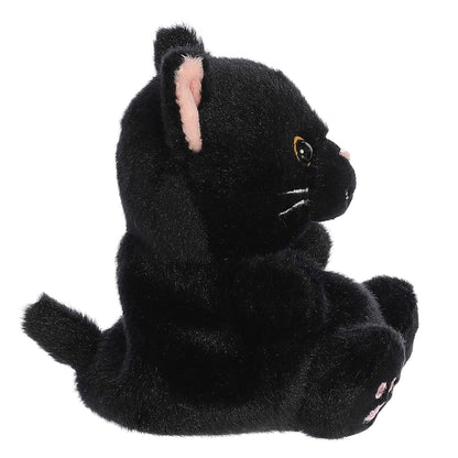 Palm Pals Twilight Black Cat 4.5-inch plush featuring sleek black fur, bright golden eyes, pink ear lining, and embroidered pink paw pads.