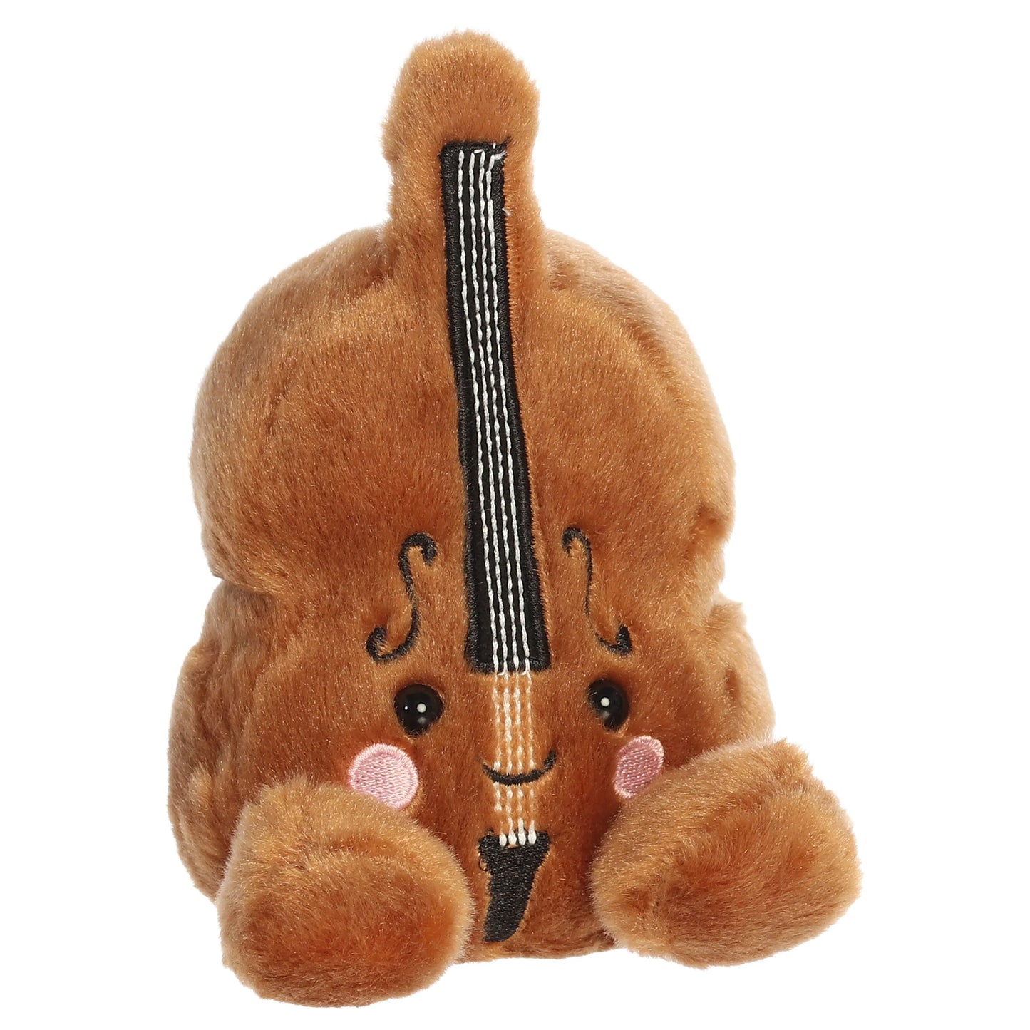 Palm Pals Vanessa Violin whimsical brown plush toy with rosy cheeks and string details