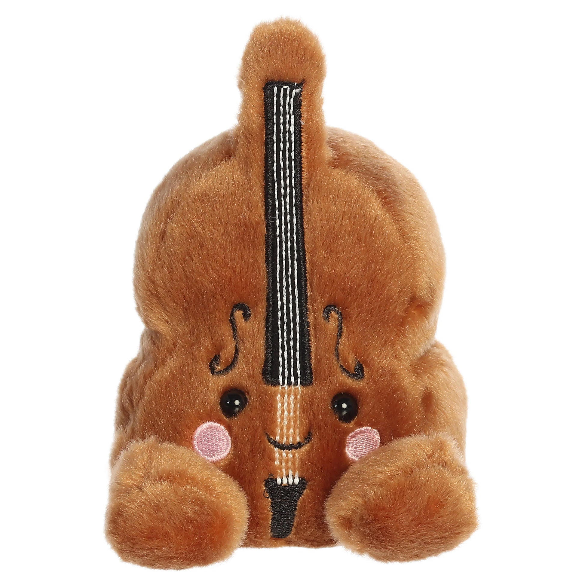 Palm Pals Vanessa Violin whimsical brown plush toy with rosy cheeks and string details