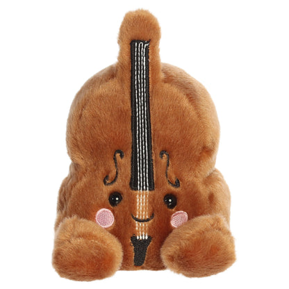 Palm Pals Vanessa Violin whimsical brown plush toy with rosy cheeks and string details