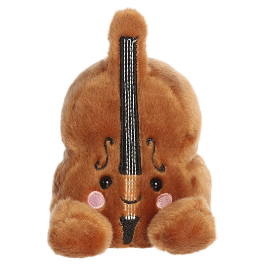 Palm Pals Vanessa Violin whimsical brown plush toy with rosy cheeks and string details