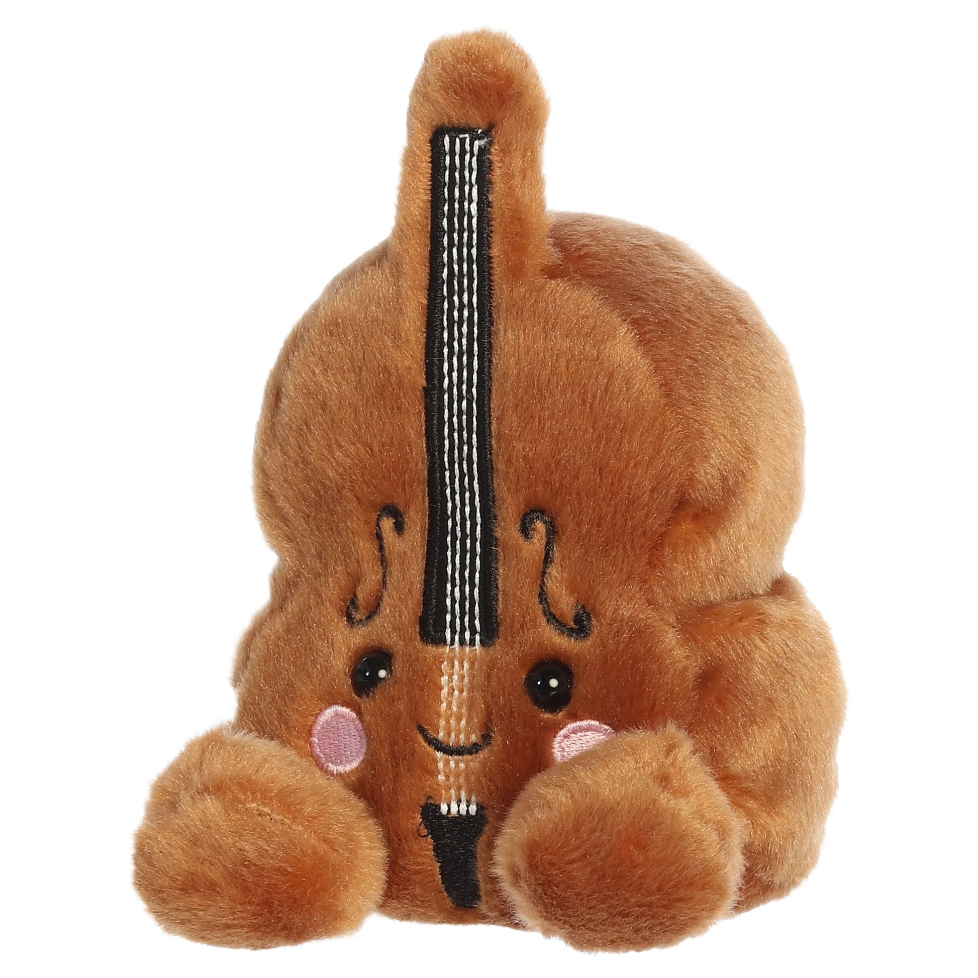 Palm Pals Vanessa Violin whimsical brown plush toy with rosy cheeks and string details