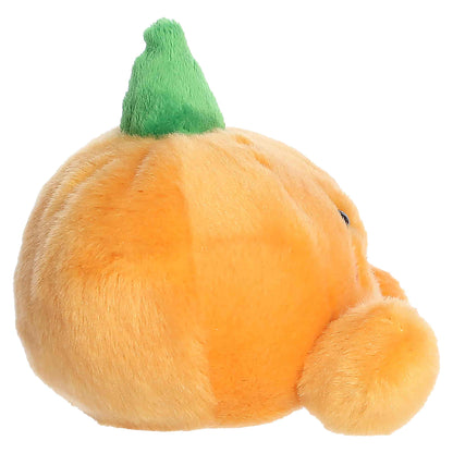 Palm Pals Wisp Jack O' Lantern 5-inch plush pumpkin with a cheerful embroidered smile, pink cheeks, and a green stem.
