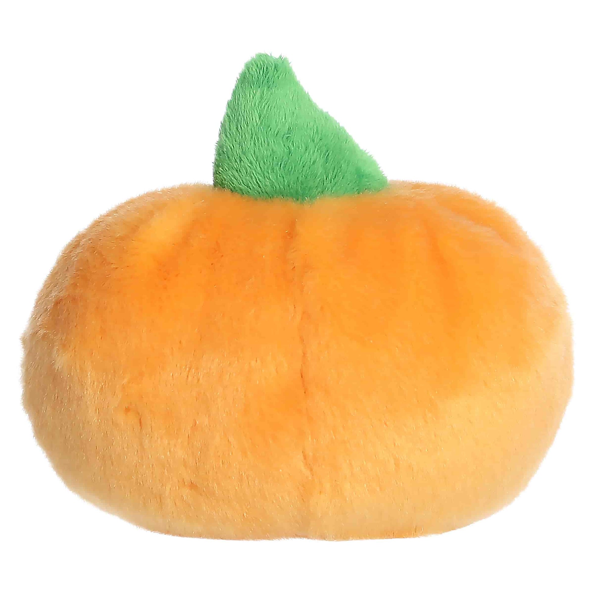 Palm Pals Wisp Jack O' Lantern 5-inch plush pumpkin with a cheerful embroidered smile, pink cheeks, and a green stem.