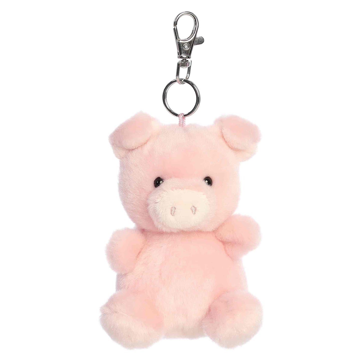 Palm Pals Wizard Pig Clip-On plush featuring soft pink fur, a whimsical snout, and a metal keychain clip.