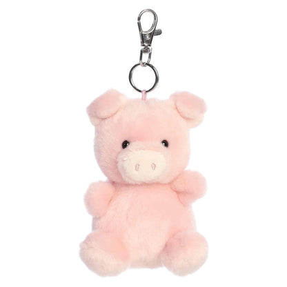 Palm Pals Wizard Pig Clip-On plush featuring soft pink fur, a whimsical snout, and a metal keychain clip.