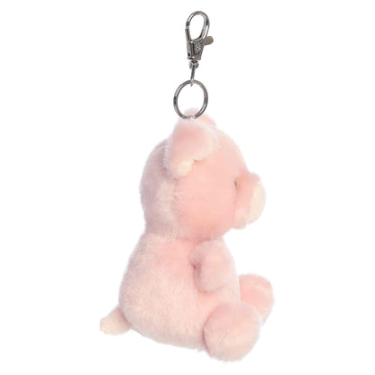 Palm Pals Wizard Pig Clip-On plush featuring soft pink fur, a whimsical snout, and a metal keychain clip.