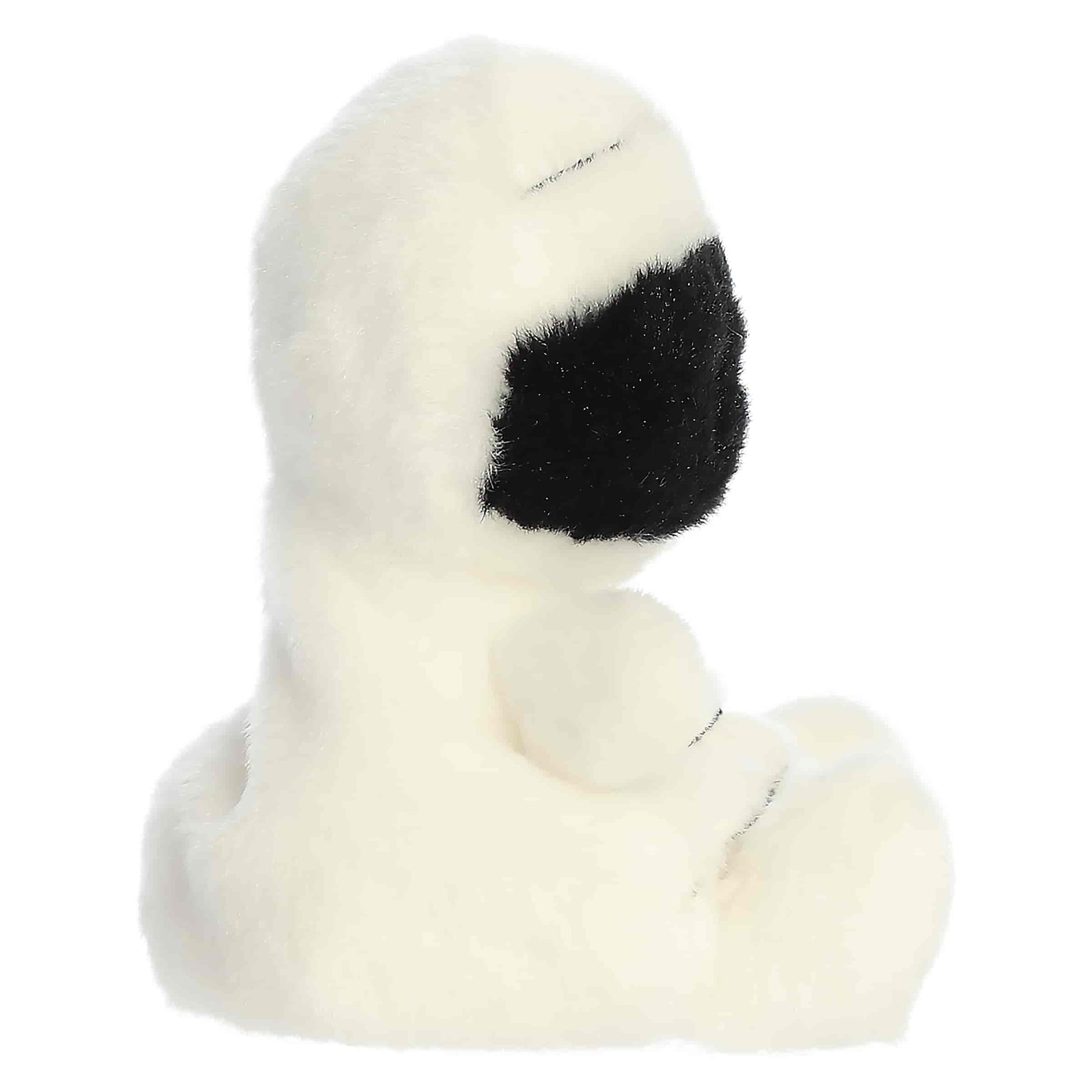 Palm Pals Wraphael Mummy 4-inch white plush wrapped in bandages with a black embroidered face section, white eyes, and pink cheeks.